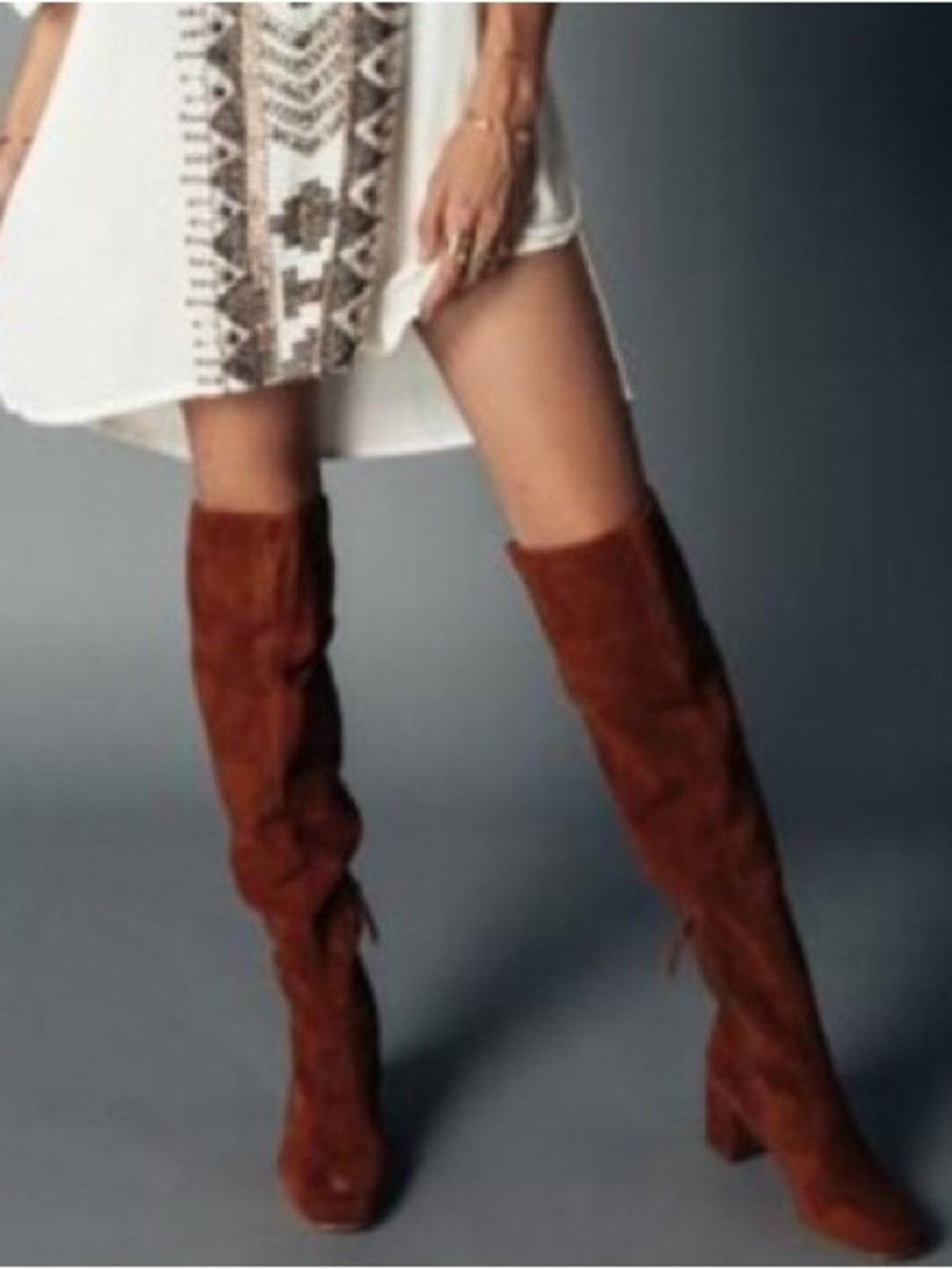 Matisse Over the Knee 'Reginald' Suede boots Rust Color Fall